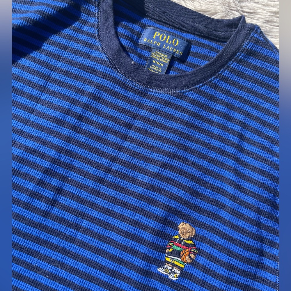 Polo by Ralph Lauren Navy and Black Striped pajama shirt
